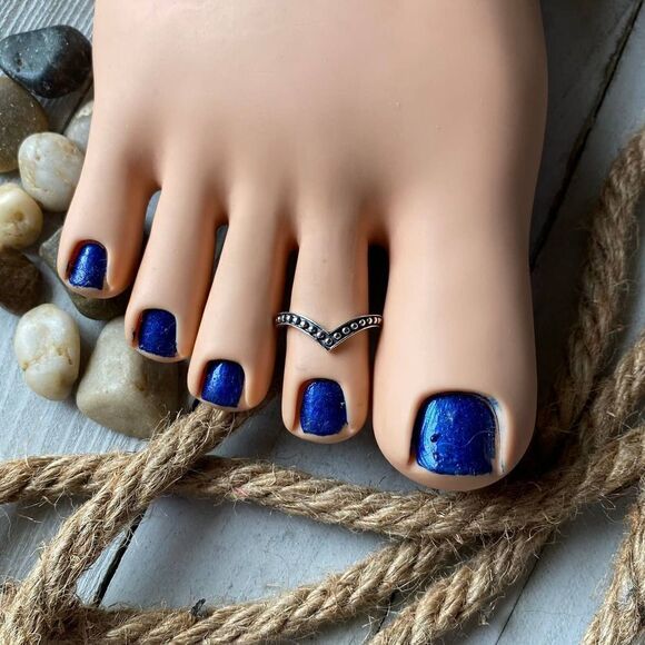 Sterling Silver V Shaped Dotted Toe Ring - Picture 1 of 3